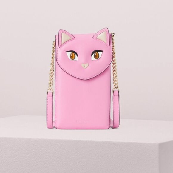 KATE SPADE MEOW CAT PHONE CROSSBODY LEATHER NORTH SOUTH BAG NWT WITH PILLOWCASE - Picture 3 of 10